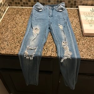 Low rise jeans.